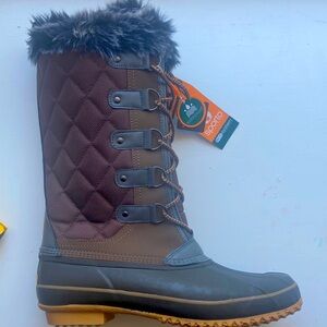 Sporto Deal Waterproof Quilted Duck Boots with Faux Fur Trim 12M Tan
